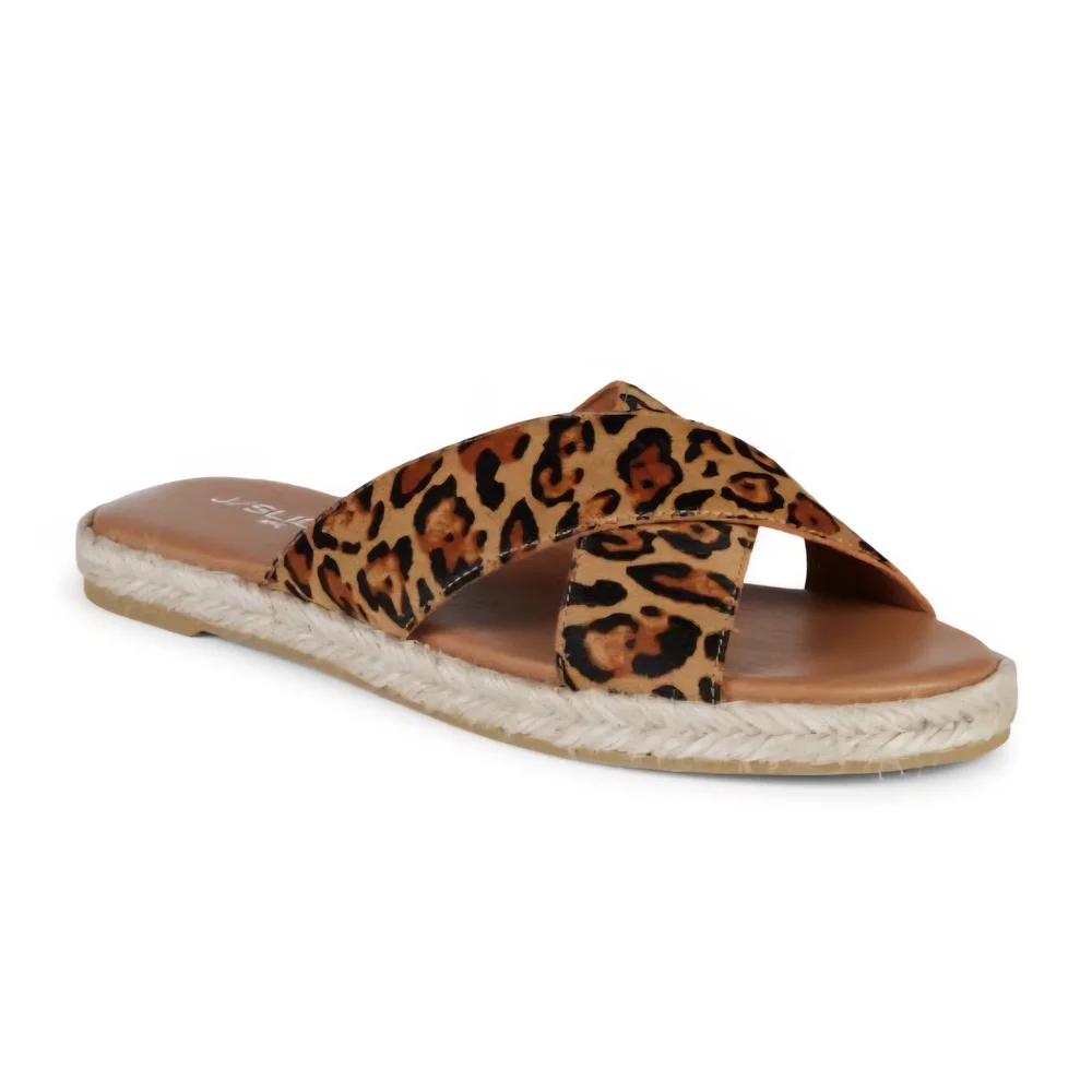 New J Slide Leopard Print Women's Sandals - Picture 5 of 6